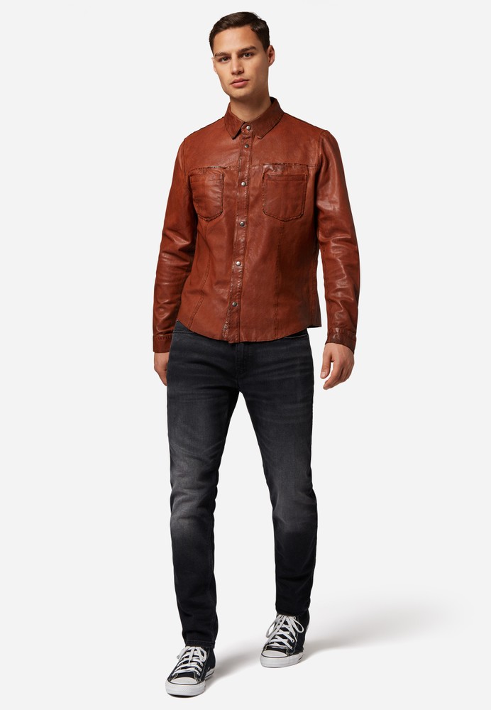 Reverse shirt, cognac in 3 colors, Bild 3