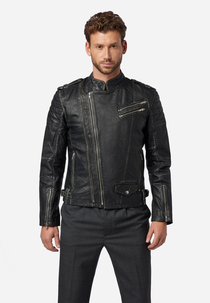 Men's leather jacket Reward, Black in 1 colors, Bild 1