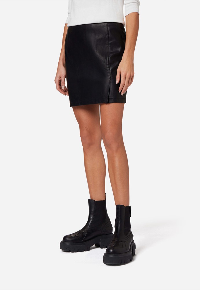 Damen-Lederrock Ria Skirt, Schwarz in 1 Farbe, Bild 1