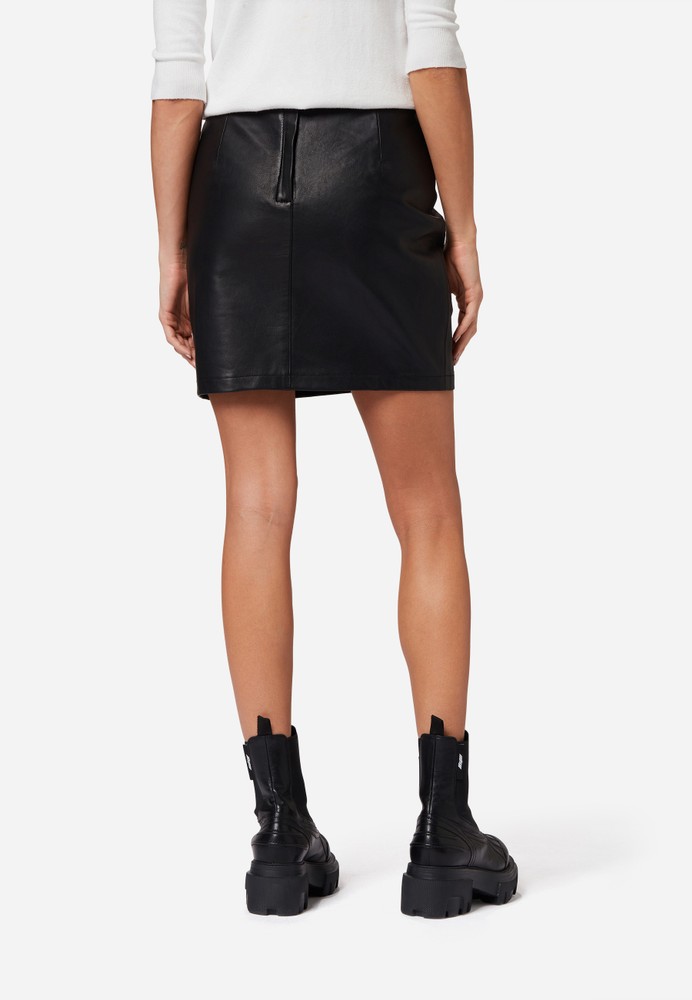 Damen-Lederrock Ria Skirt, Schwarz in 1 Farbe, Bild 3