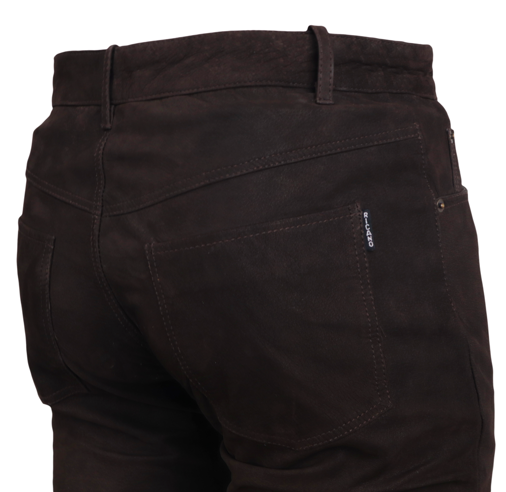Men's leather pants Jeans 01 (Nubuck), Brown in 5 colors, Bild 5