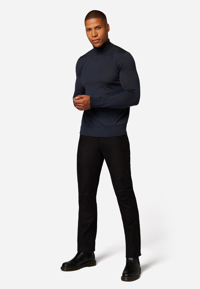 Men's leather pants Jeans 01 (Nubuck), Black in 5 colors, Bild 2