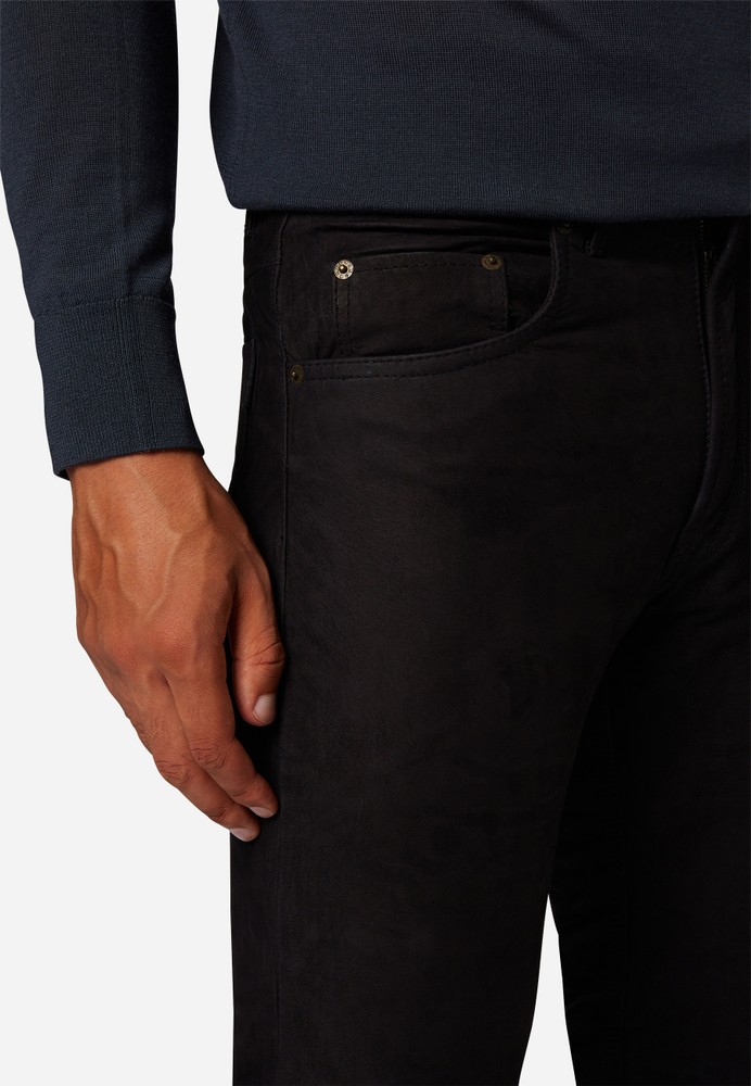 Herren-Lederhose Jeans 01 (Nubuk), Schwarz in 5 Farben, Bild 4