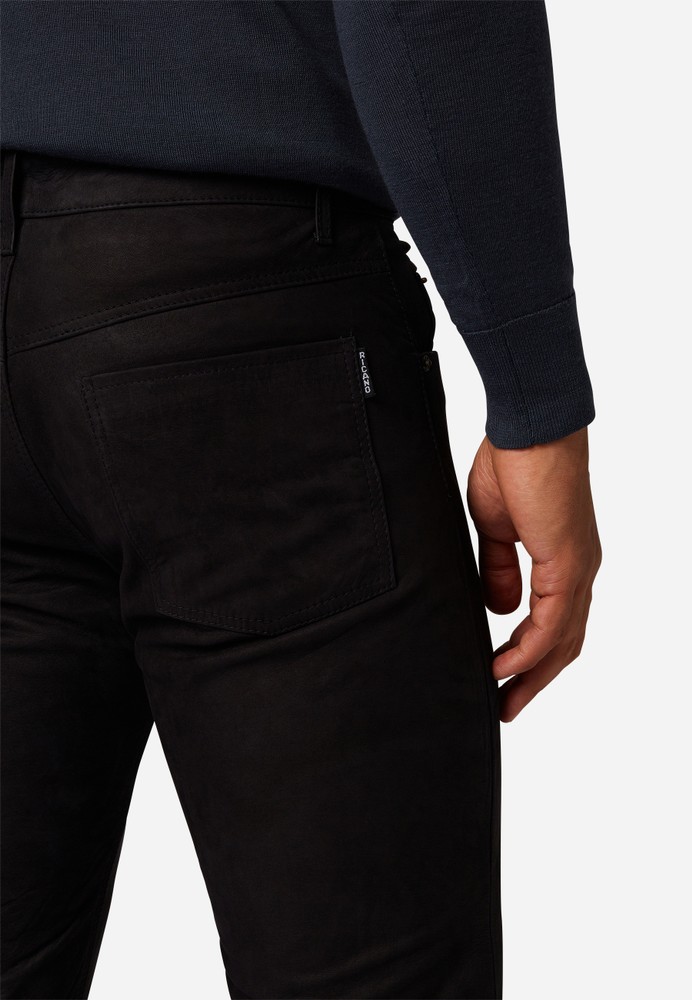 Herren-Lederhose Jeans 01 (Nubuk), Schwarz in 5 Farben, Bild 5
