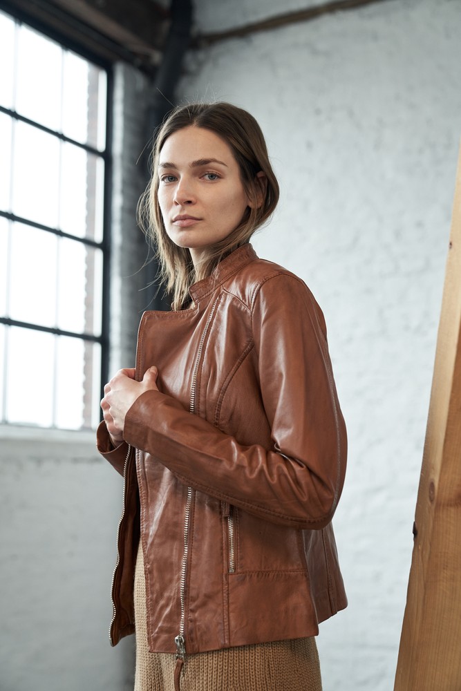 Damen-Lederjacke Rylee Biker, Cognac in 2 Farben, Bild 2