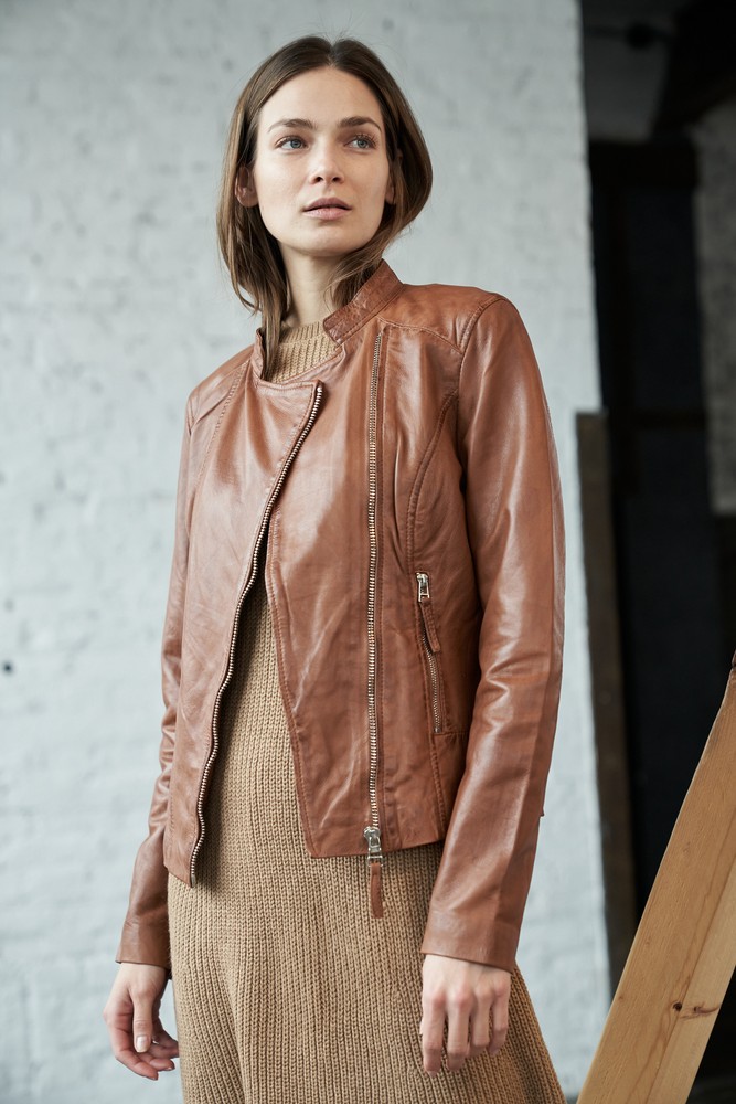 Damen-Lederjacke Rylee Biker, Cognac in 2 Farben, Bild 1