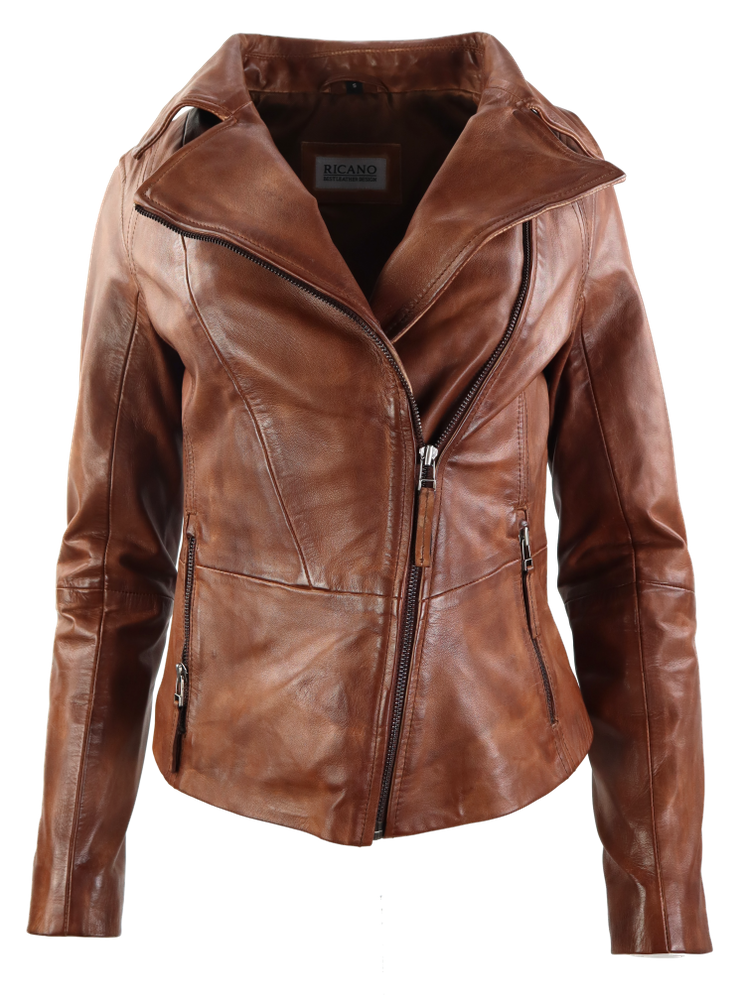 Damen-Lederjacke Sally, Cognac in 4 Farben, Bild 4