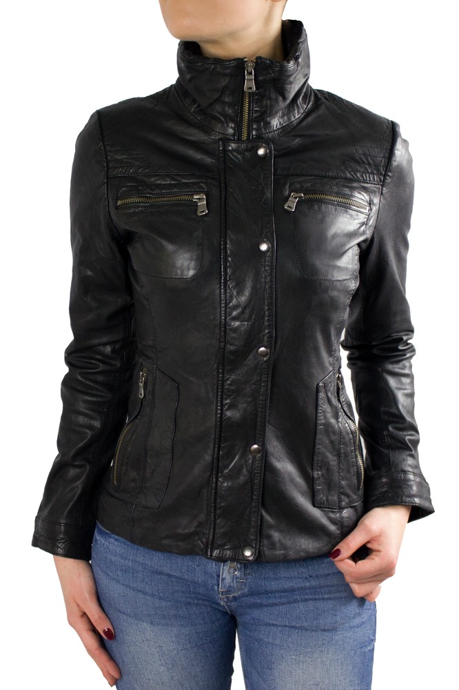 Damen-Lederjacke Sheela, M, Schwarz, Bild 3