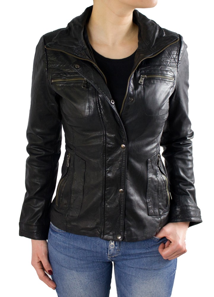 Damen-Lederjacke Sheela, M, Schwarz, Bild 2