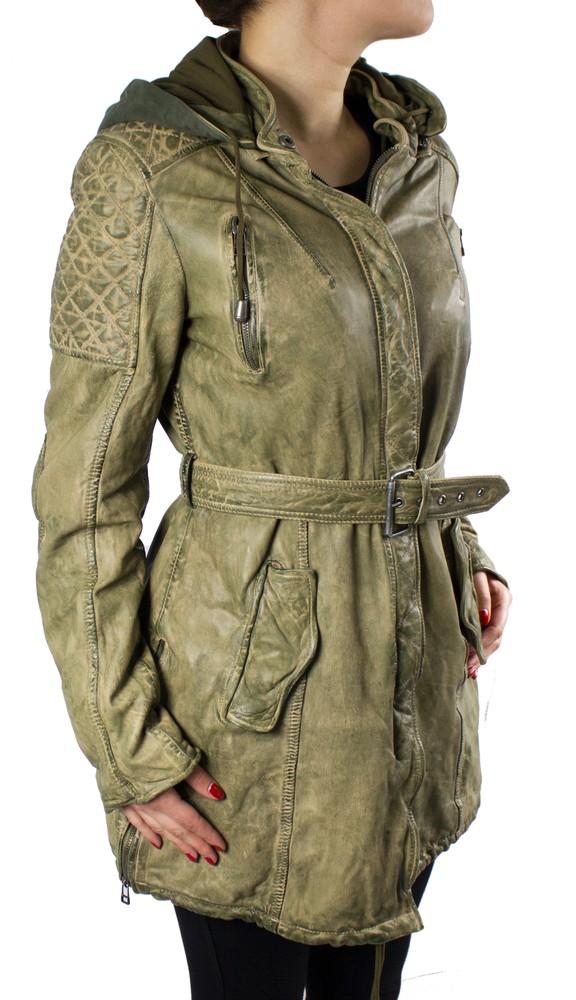 Damen-Lederjacke Sheena-L, Olive Grün in 2 Farben, Bild 4