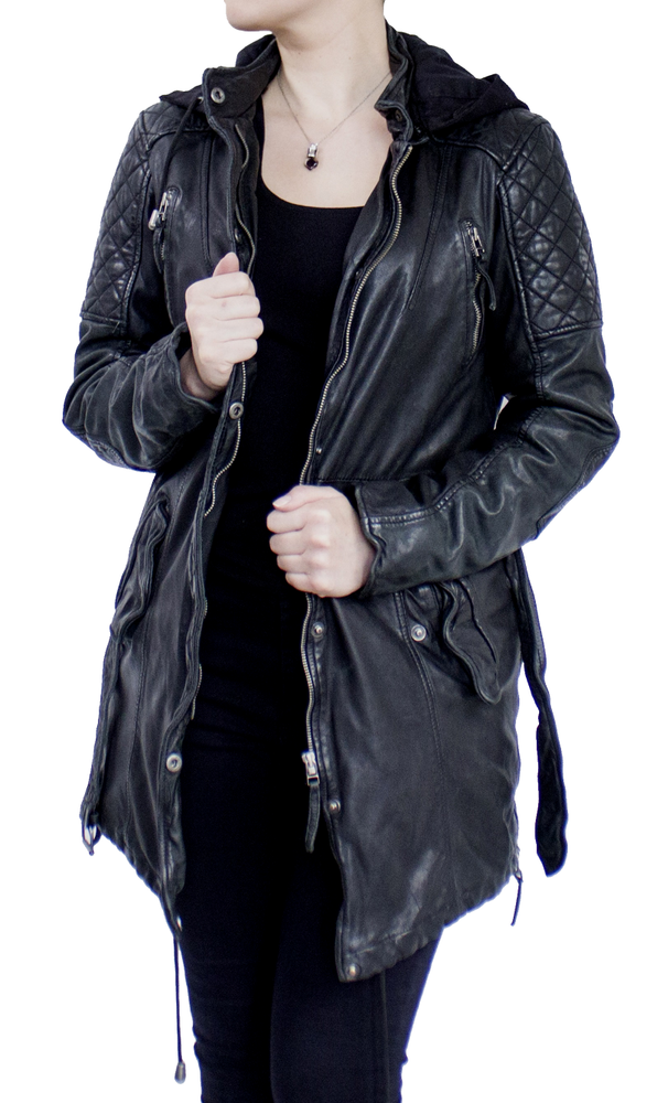 Damen-Lederjacke Sheena-L, Schwarz in 2 Farben, Bild 3