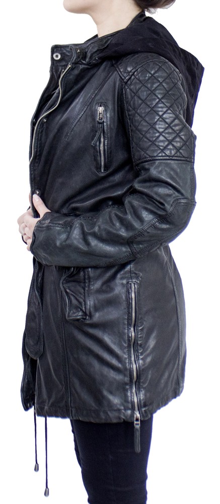 Damen-Lederjacke Sheena-L, Schwarz in 2 Farben, Bild 4