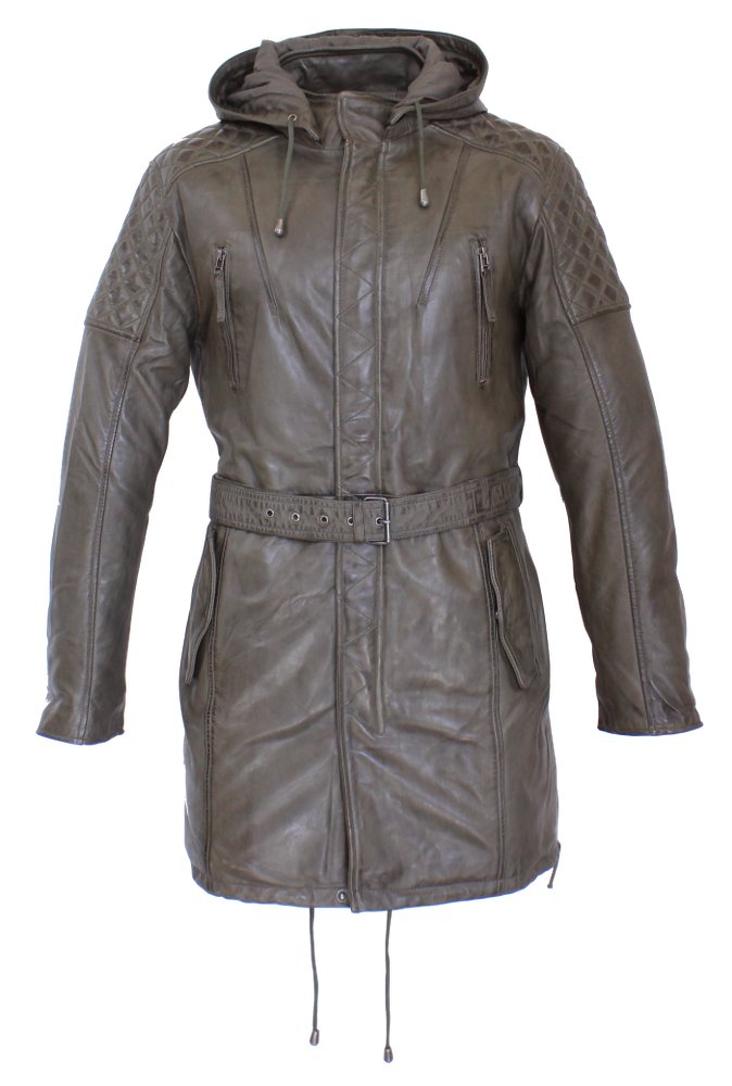 Herren-Lederjacke Sheena Men, Olive Grün in 2 Farben, Bild 3