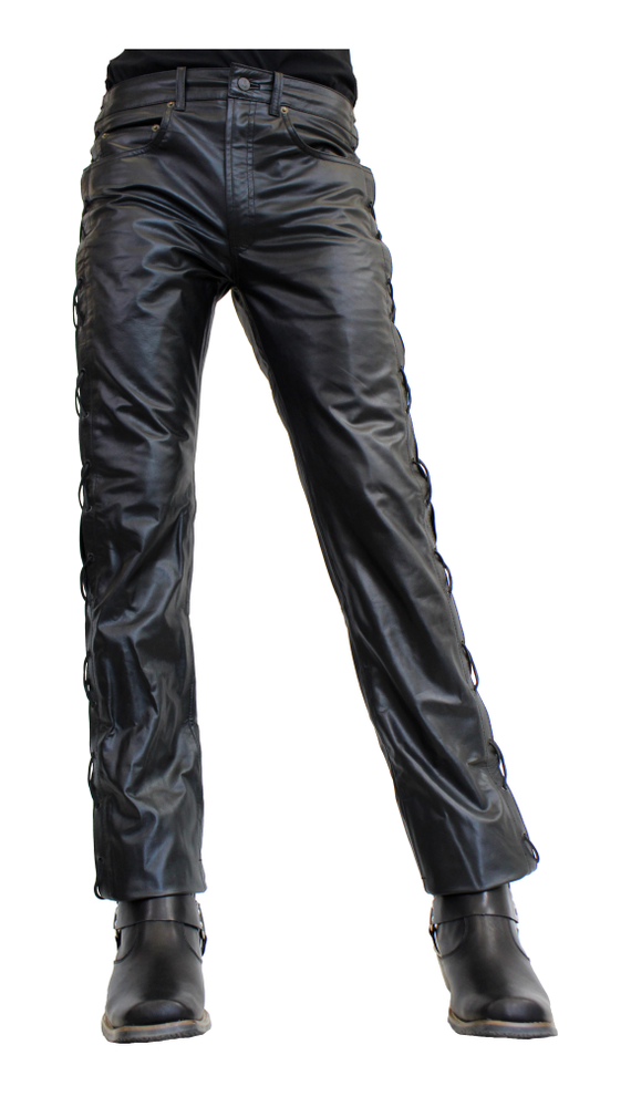 Men's leather pants S/L Jeans 01 (buffalo nappa - laced) in 15 sizes, Bild 2