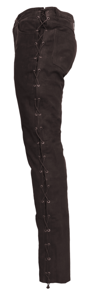Men's Leather Pants S/L RT-101 (Buff Nubuck - laced), Brown in 2 colors, Bild 2