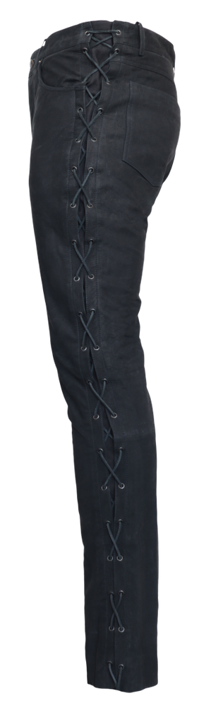 Men's Leather Pants S/L RT-101 (Buff Nubuck - laced), Black in 2 colors, Bild 2