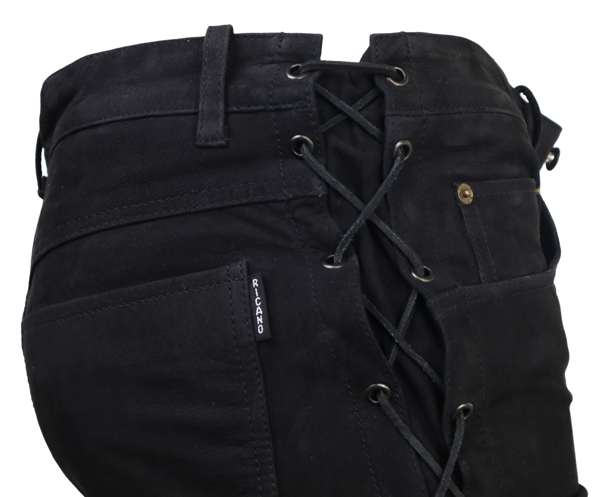 Men's Leather Pants S/L RT-101 (Buff Nubuck - laced), Black in 2 colors, Bild 5