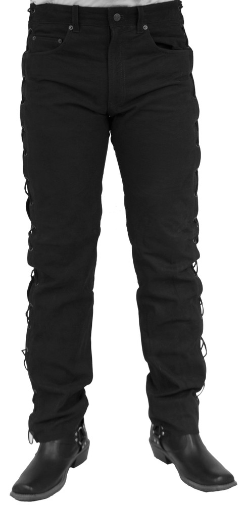 Men's Leather Pants S/L RT-101 (Buff Nubuck - laced), Black in 2 colors, Bild 3