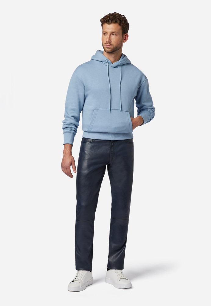 Herren-Lederhose Slim Fit, Blau in 6 Farben, Bild 2