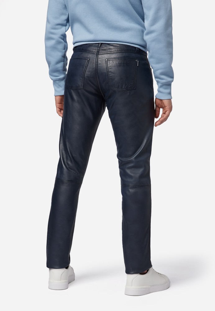Herren-Lederhose Slim Fit, Blau in 6 Farben, Bild 3