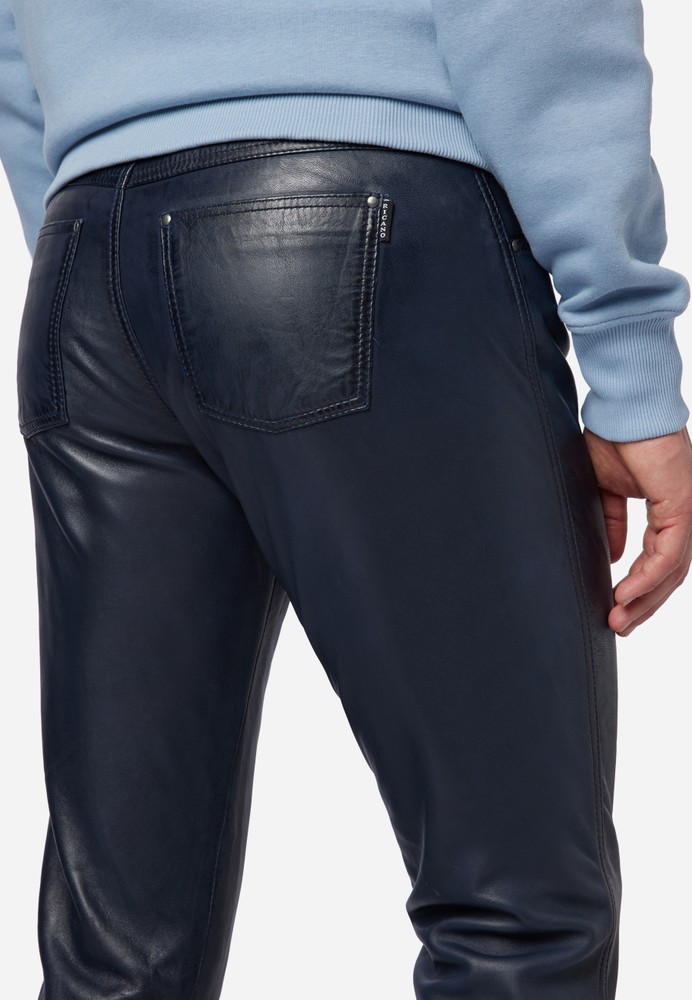 Herren-Lederhose Slim Fit, Blau in 6 Farben, Bild 4