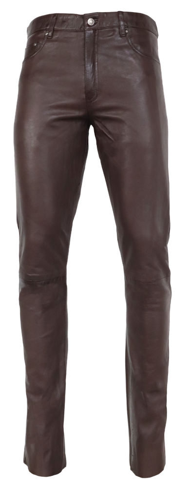 Herren-Lederhose Slim Fit, Braun in 6 Farben, Bild 6