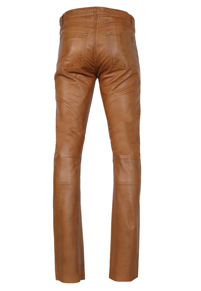 Herren-Lederhose Slim Fit, Cognac Braun in 6 Farben, Bild 3