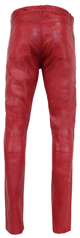 Herren-Lederhose Slim Fit, Rot in 6 Farben, Bild 6