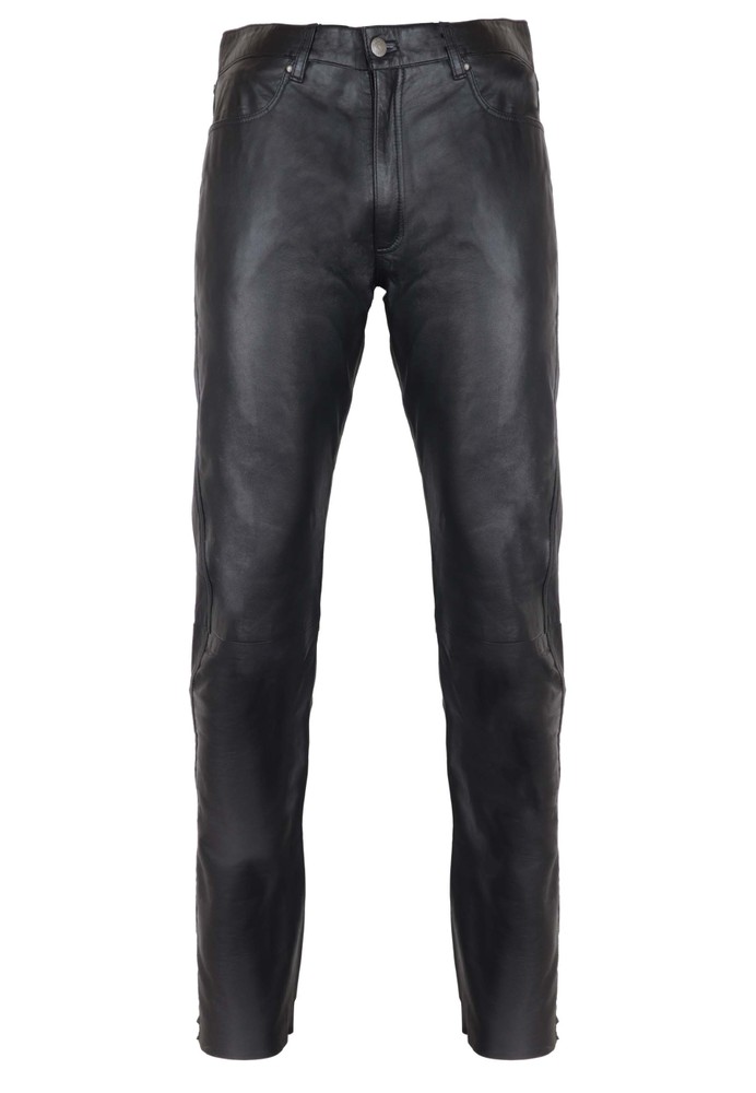 Men's leather pants slim fit, black in 6 colors, Bild 6