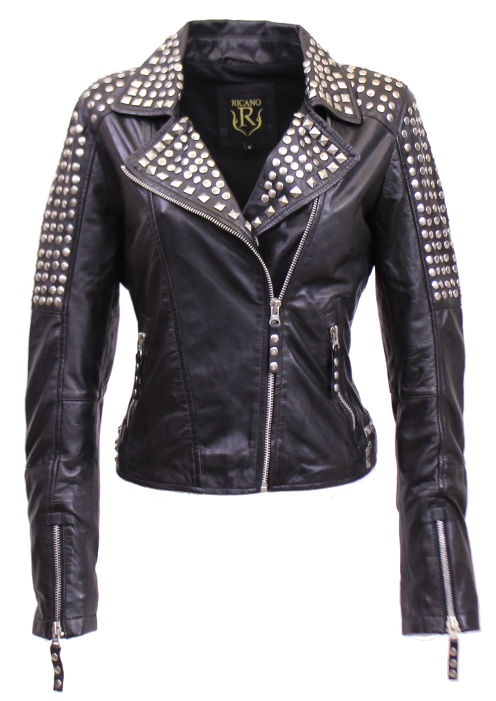 Damen-Lederjacke Studd Jkt, Schwarz in 2 Farben, Bild 1