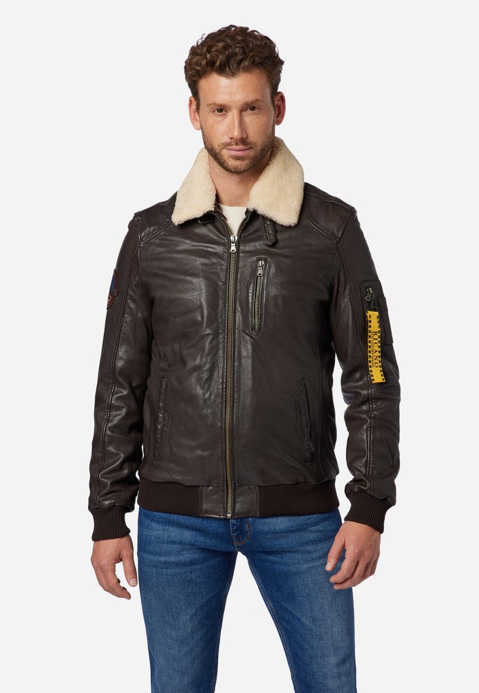 Men's leather jacket TG-1011, Brown in 2 colors, Bild 1