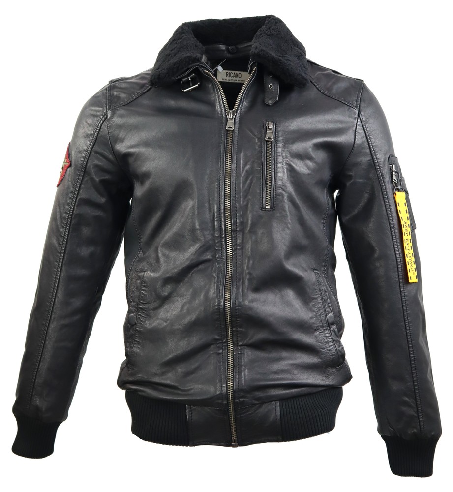 Men's leather jacket TG-1011, black in 2 colors, Bild 6