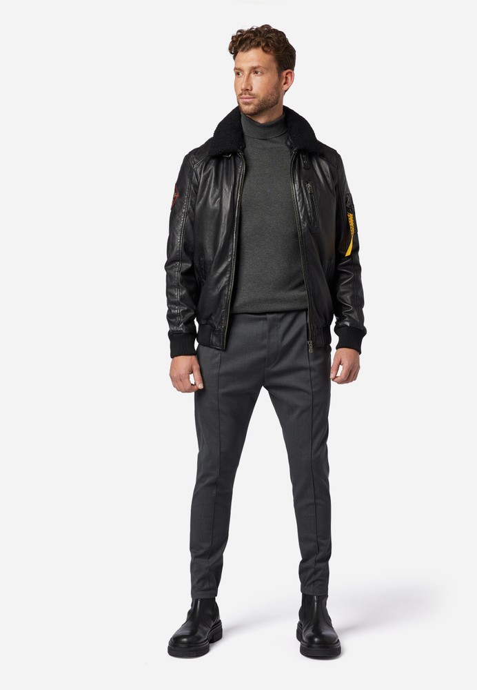 Men's leather jacket TG-1011, black in 2 colors, Bild 2