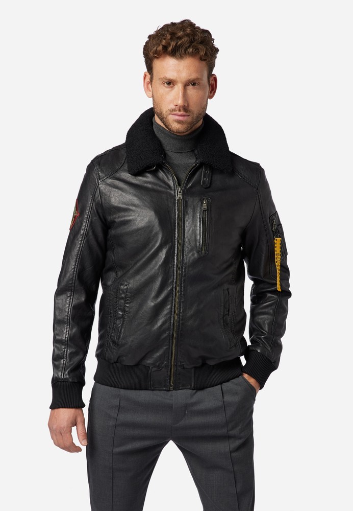 Men's leather jacket TG-1011, black in 2 colors, Bild 1