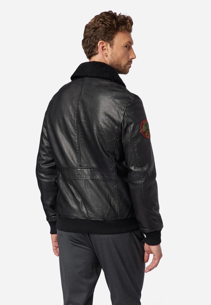 Men's leather jacket TG-1011, black in 2 colors, Bild 3
