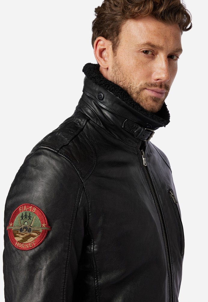 Men's leather jacket TG-1011, black in 2 colors, Bild 4