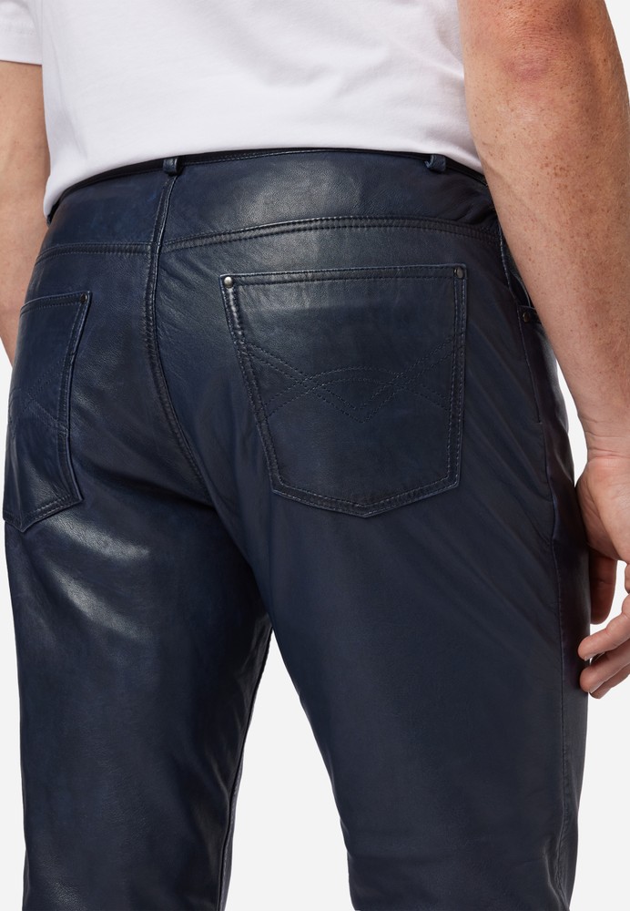 Men's leather pants Trant Pant, Blue in 4 colors, Bild 5
