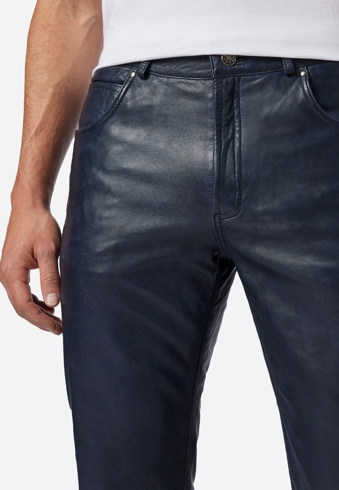 Men's leather pants Trant Pant, Blue in 4 colors, Bild 4