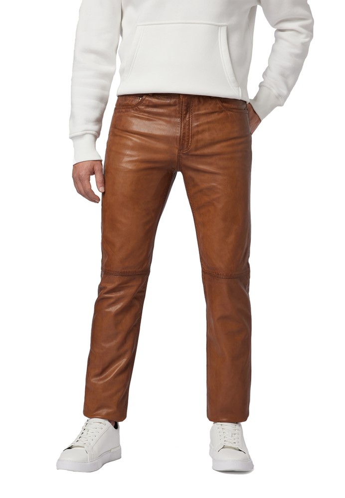 Men's leather pants Trant Pant, Cognac Brown in 4 colors, Bild 1