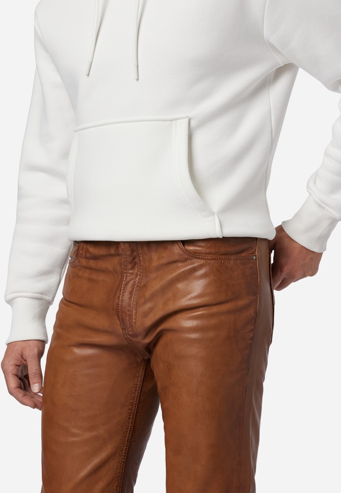 Men's leather pants Trant Pant, Cognac Brown in 4 colors, Bild 4