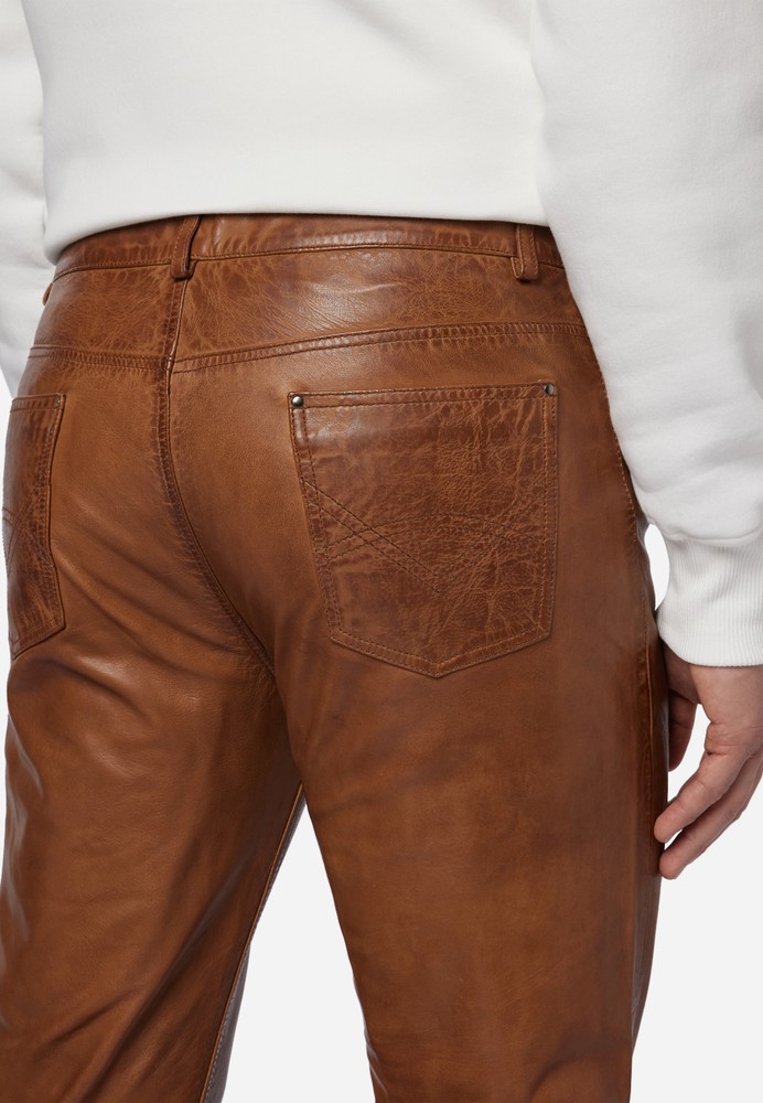 Men's leather pants Trant Pant, Cognac Brown in 4 colors, Bild 5
