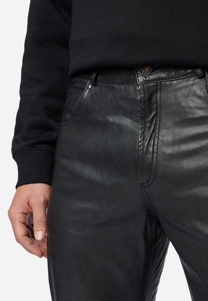 Men's leather pants Trant Pant, Black in 4 colors, Bild 5
