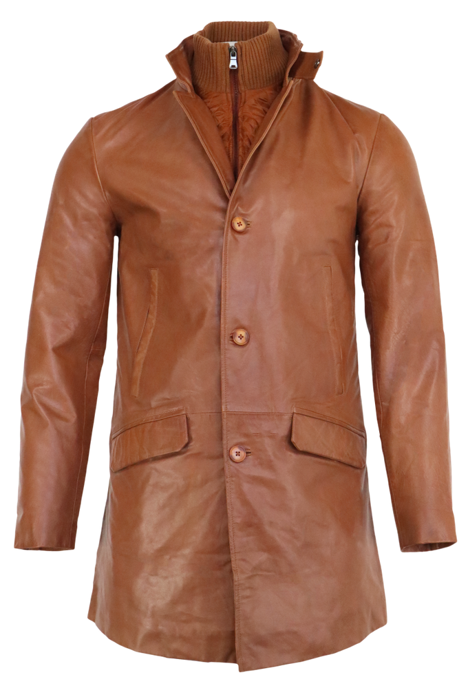 Men's leather coat Veetal, Cognac Brown in 2 colors, Bild 1