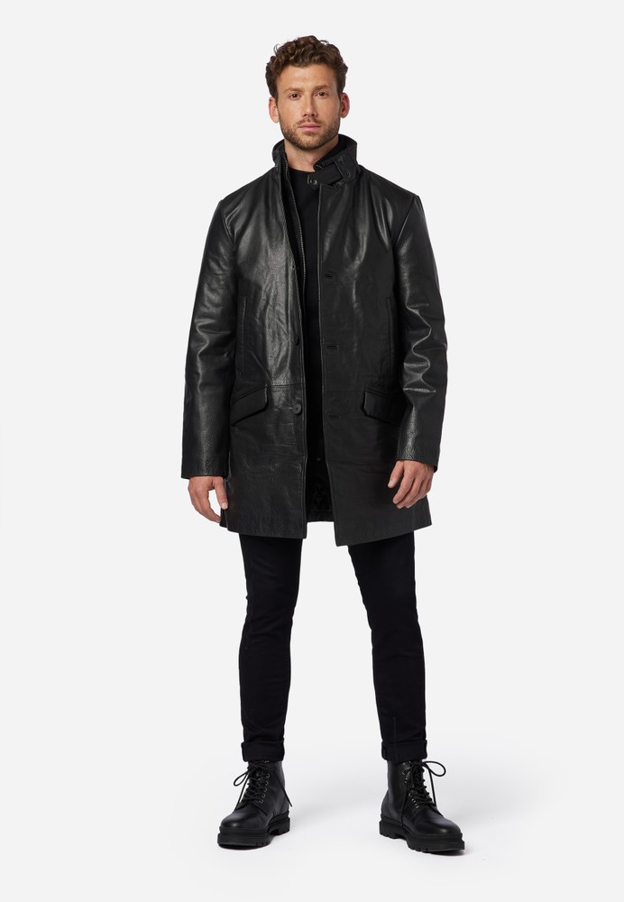 Men's leather coat Veetal, black in 2 colors, Bild 2