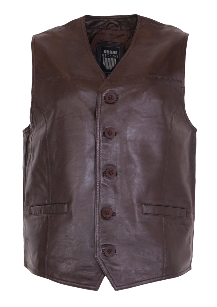 Men's leather vest Vest 321, Brown (smooth leather) in 6 colors, Bild 1