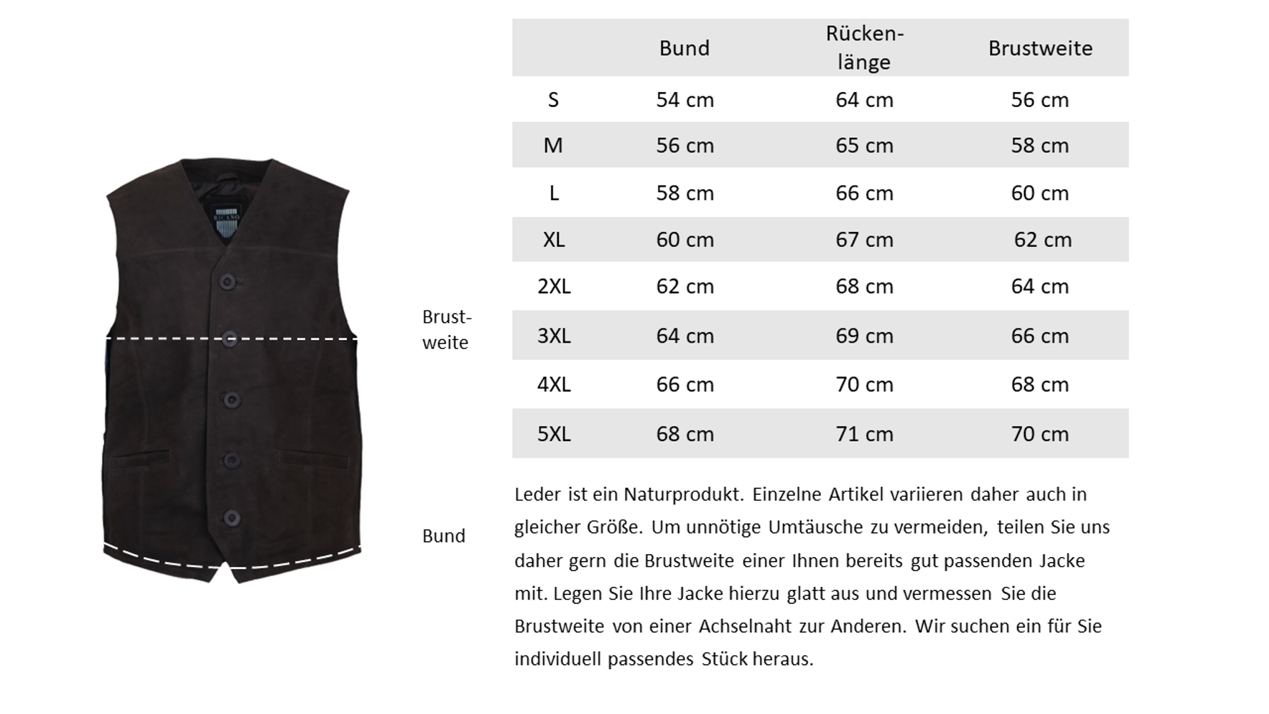 Men's leather vest Vest 321, Brown (suede) in 6 colors, Bild 6