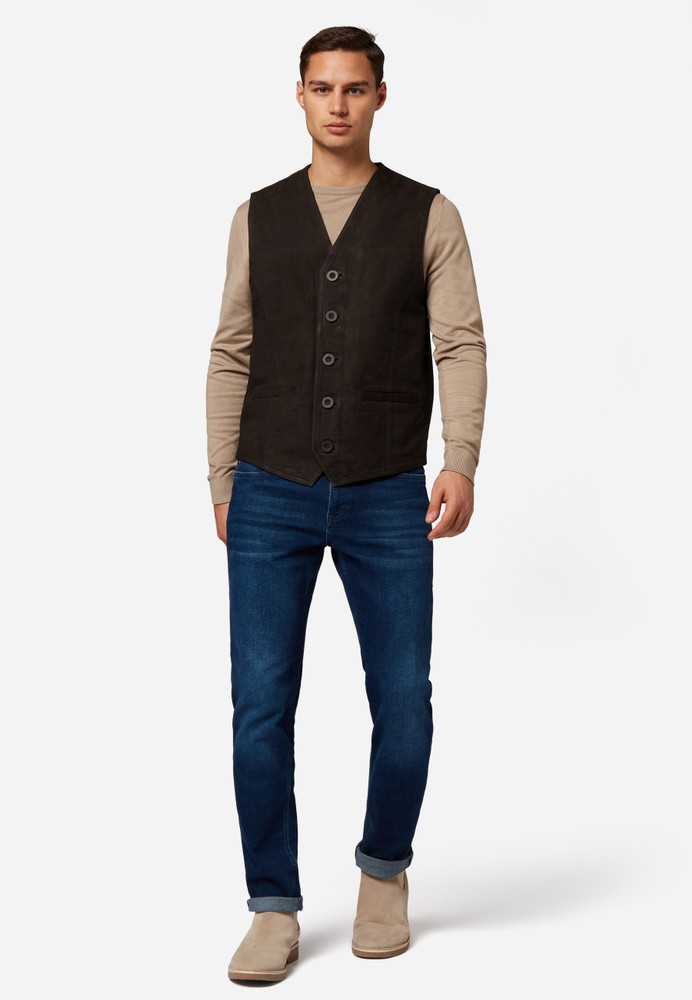 Men's leather vest Vest 321, Brown (suede) in 6 colors, Bild 2