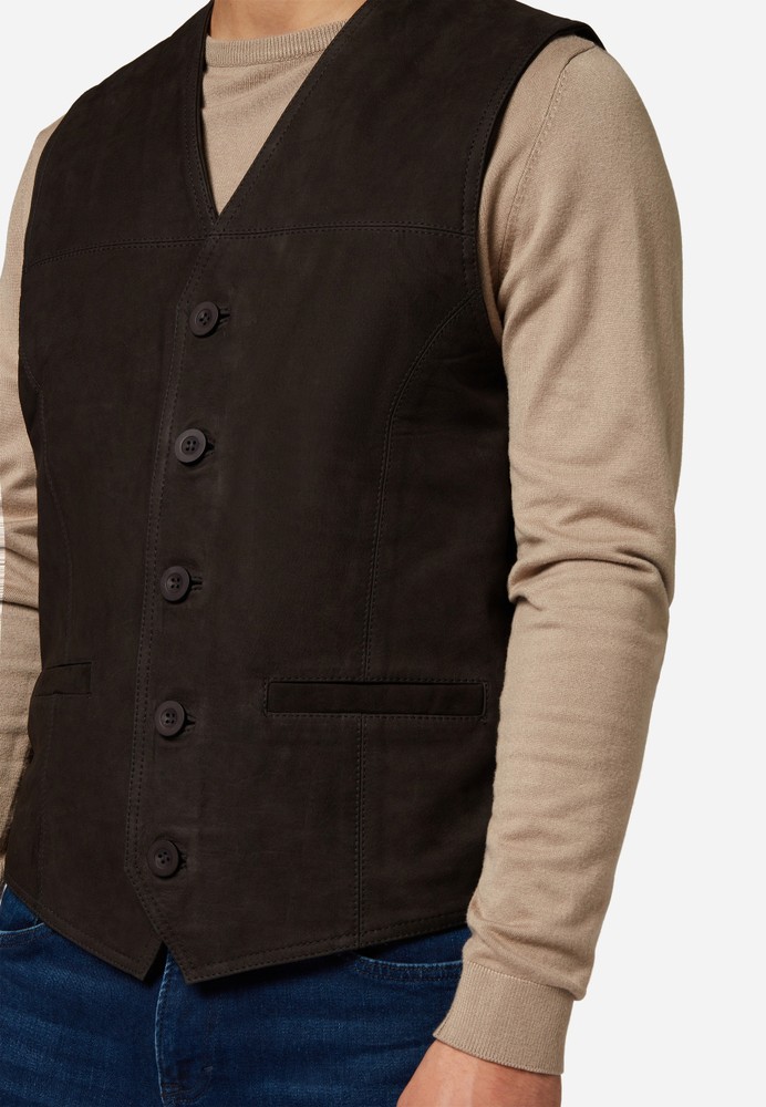 Men's leather vest Vest 321, Brown (suede) in 6 colors, Bild 4