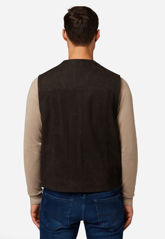 Men's leather vest Vest 321, Brown (suede) in 6 colors, Bild 3