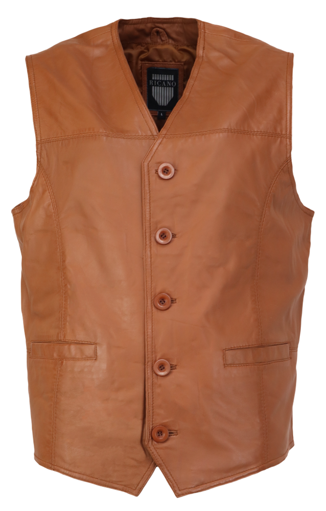 Men's leather vest Vest 321, Cognac (smooth leather) in 6 colors, Bild 1